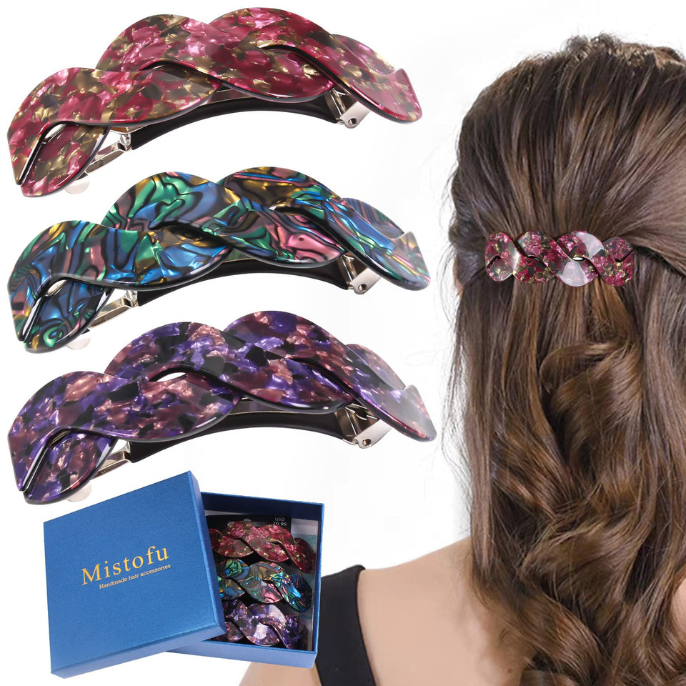 Mistofu front packaging showing three barrettes and polished presentation