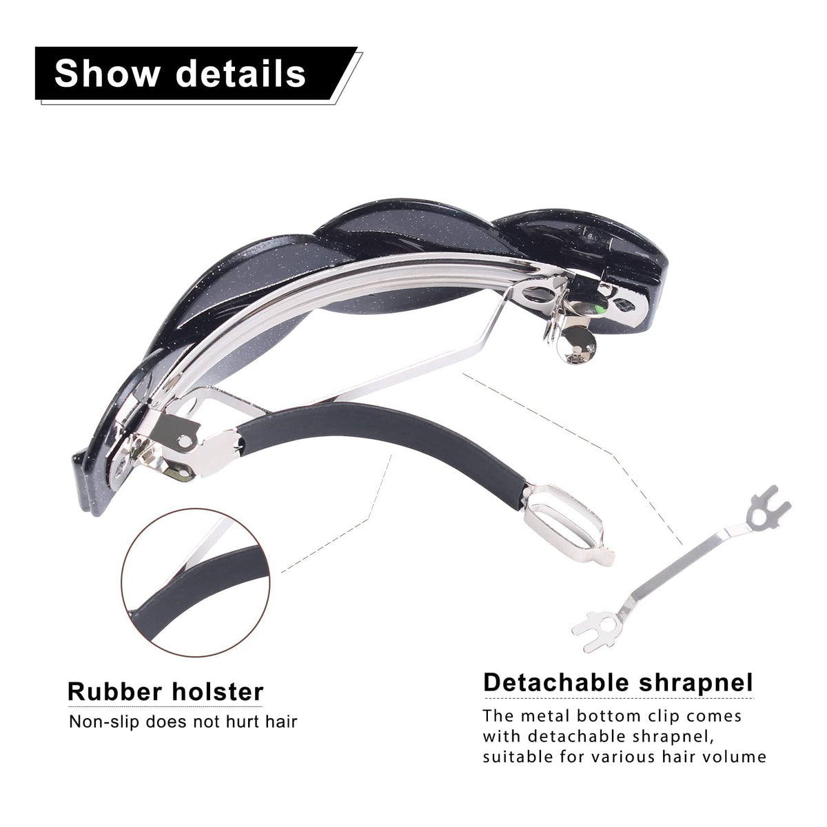 Mistofu barrette securing a low bun demonstrating strong hold on thick hair