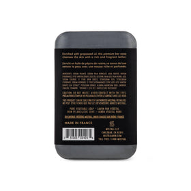 Mistral black amber close-up of smooth triple-milled texture for durability