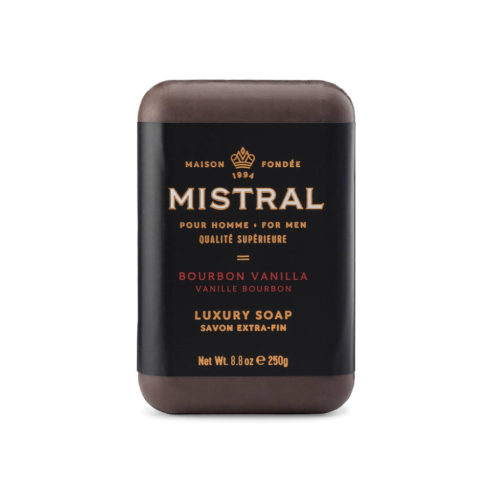 Mistral front packaging showing bourbon vanilla fragrance and premium look