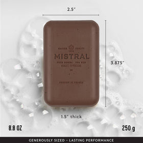 Mistral textured bar close-up showing firm triple-milled surface for durability