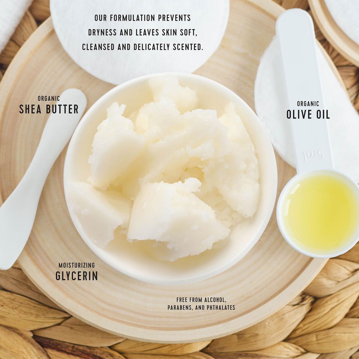 Mistral Lychee Rose in hand lathering to show gentle cleanse and moisturizing feel