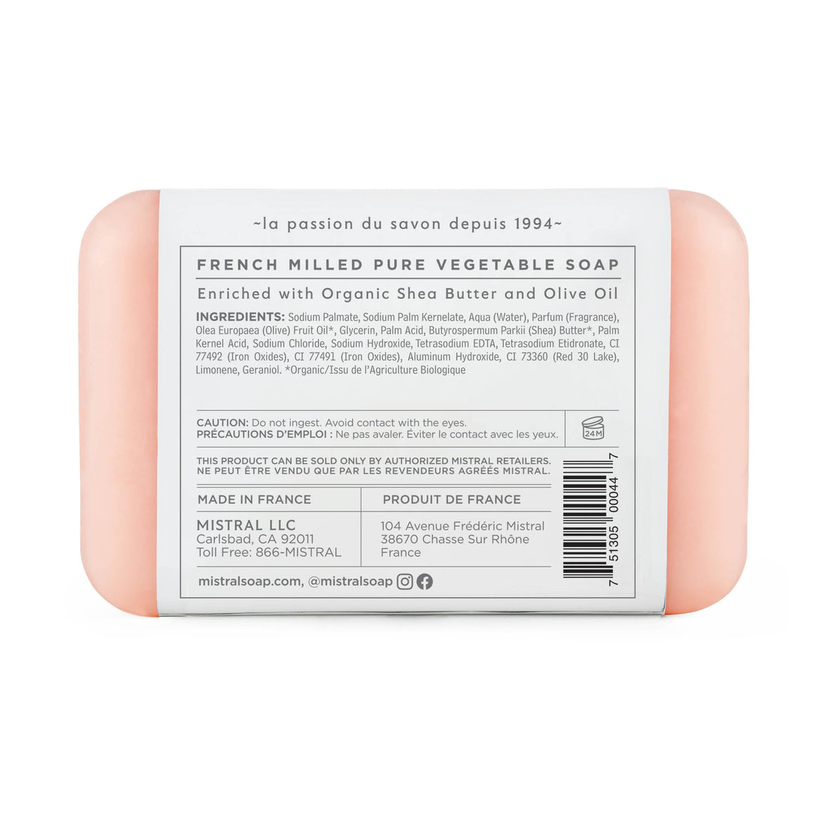 Mistral Lychee Rose texture close-up highlighting triple-milled creaminess and lather