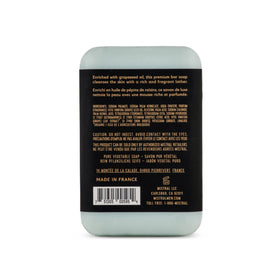 Mistral close-up of triple-milled soap texture highlighting dense formulation