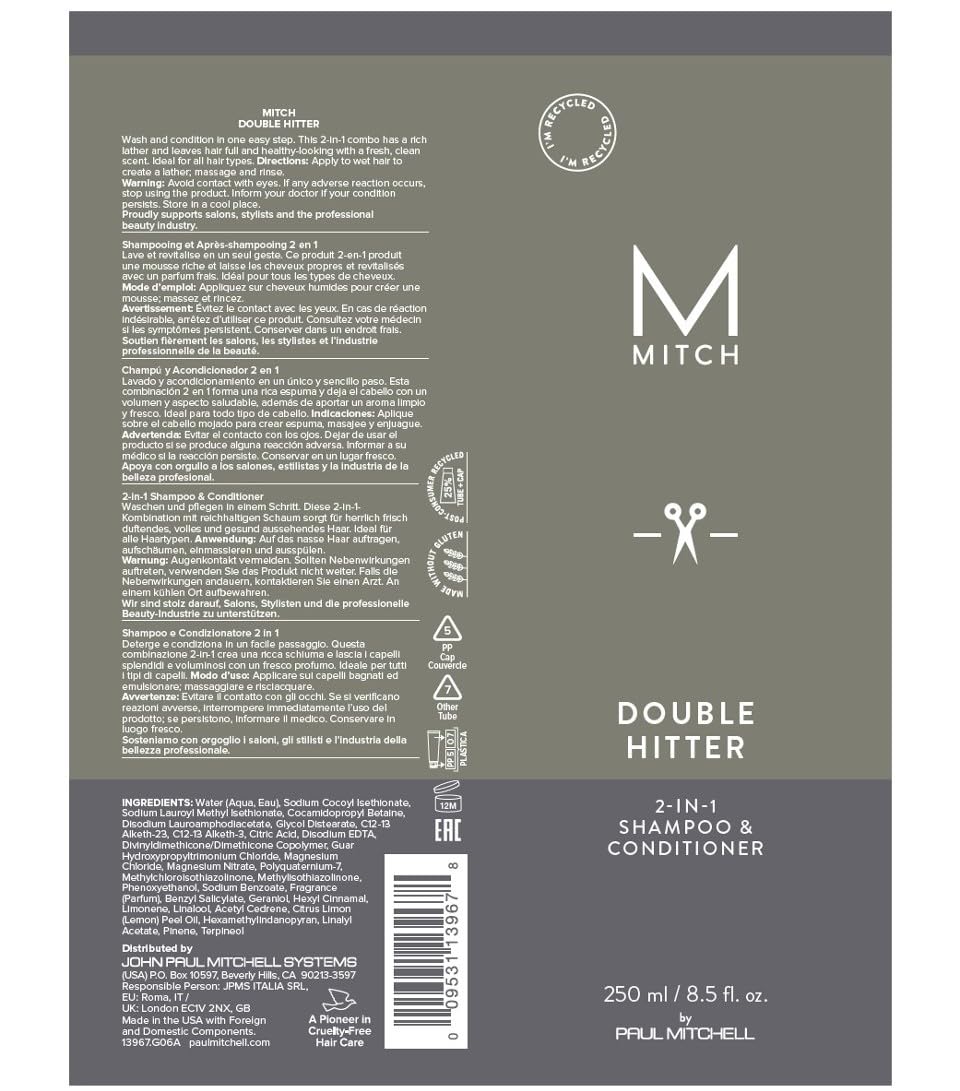 MITCH packaging detail highlighting recycled-materials commitment