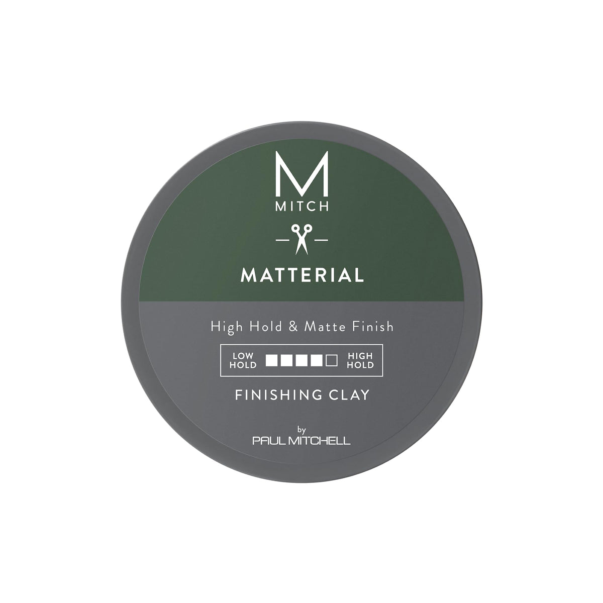 MITCH Matterial front jar showing label and matte finish benefit