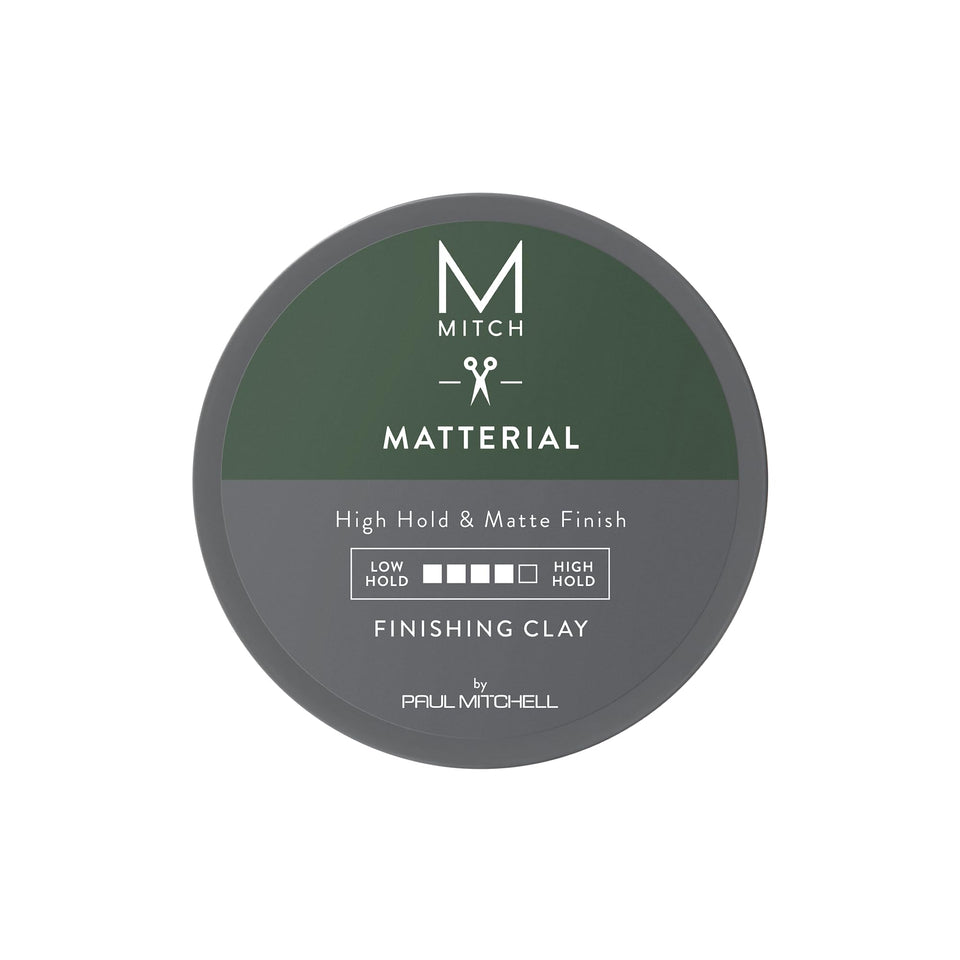 MITCH Matterial front jar showing label and matte finish benefit