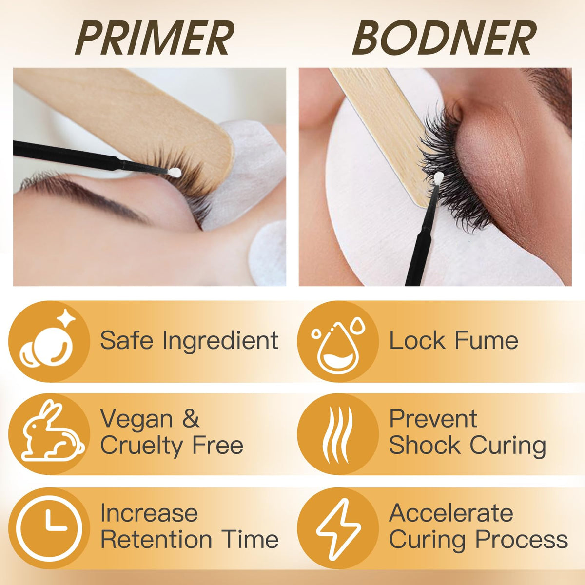 Miuffue bonder applied on lash strip illustrating protective seal benefit