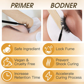 Miuffue bonder applied on lash strip illustrating protective seal benefit