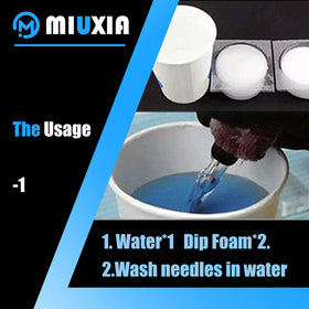 MIUXIA dip foam being used in a tattoo studio to speed color changes