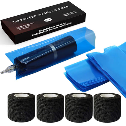 Miuxia front packaging showing 200 blue pen covers and 4 tape rolls for protection