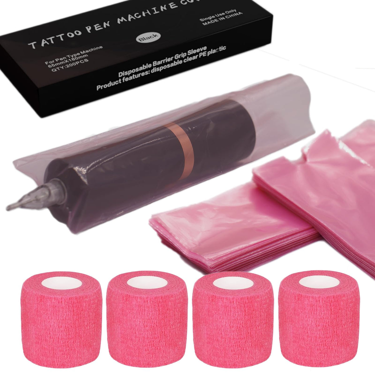 Miuxia front packaging showing 200 pink pen covers for quick setup