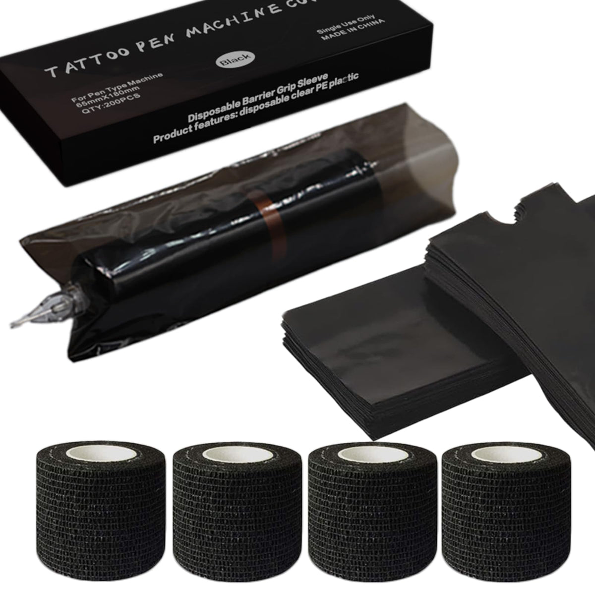 Miuxia front pack of black pen sleeves showing quantity and benefit