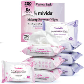 mivida front packaging showing value 8-tub variety and 200 wipes benefit