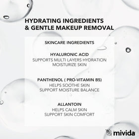 mivida wipe in hand demonstrating gentle removal benefit