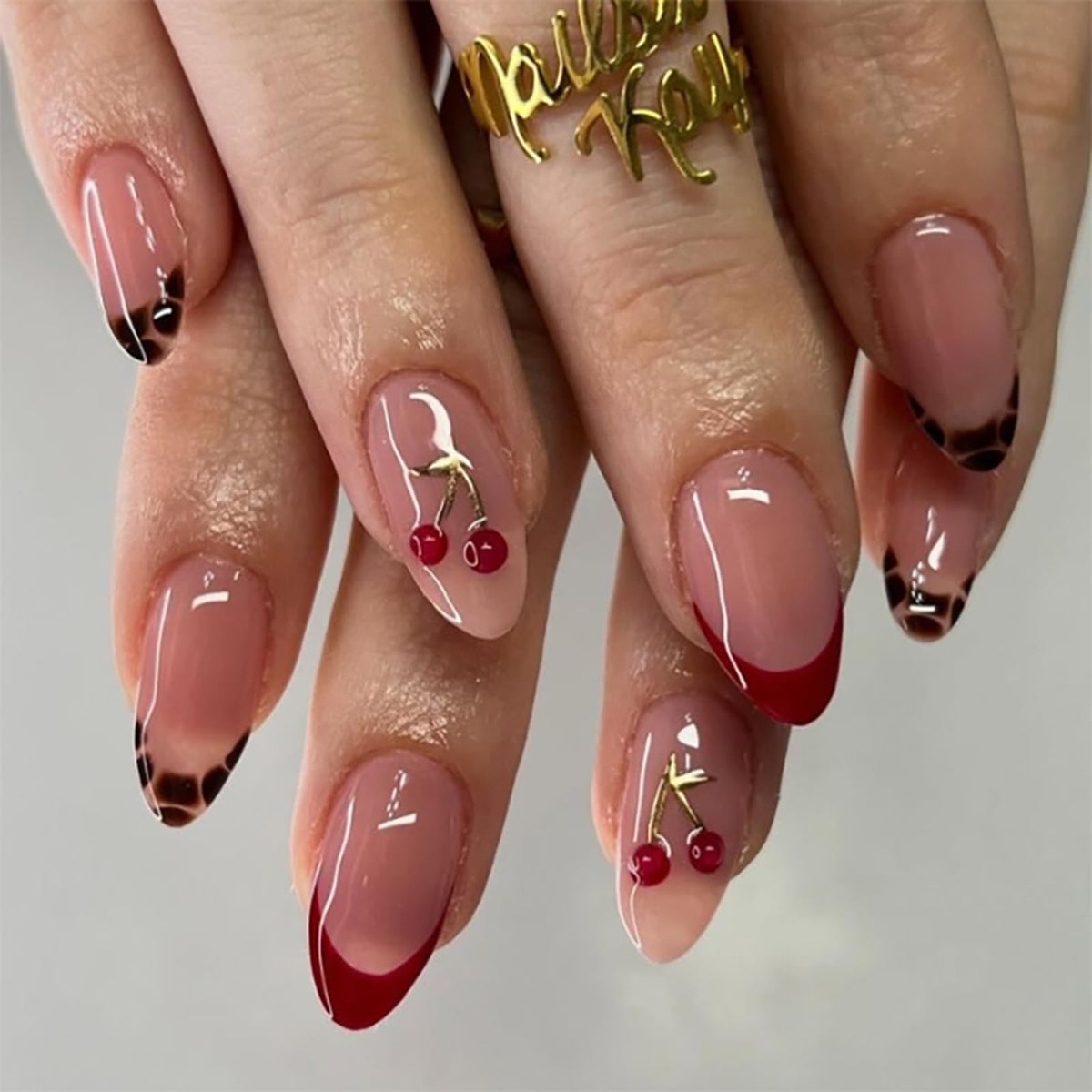 Mivota front view full set showing almond shape and glossy finish benefit