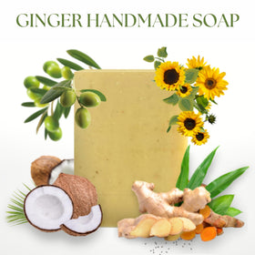 Miw Piw soap bar close-up reveals texture and natural ginger specks for exfoliation