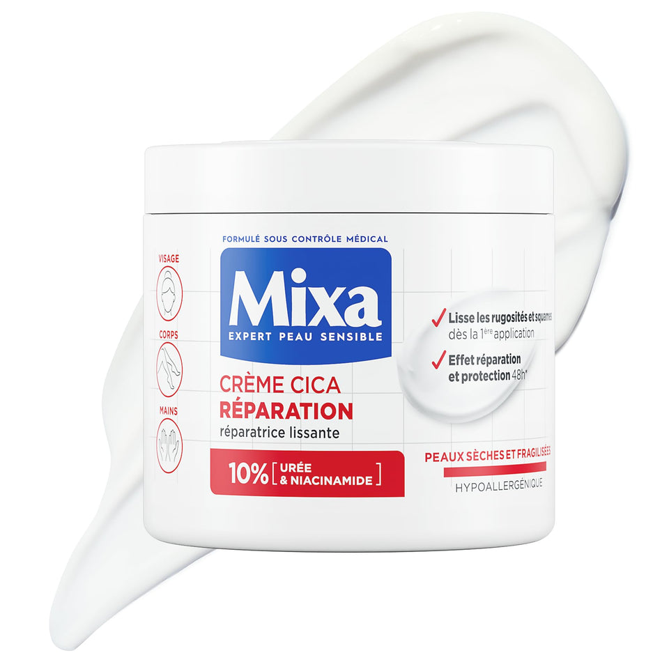 Mixa Cica Réparation front pot showing label and 400ml size for long-lasting repair