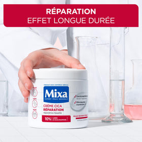 Mixa Cica Réparation cream texture close-up highlighting smooth, fast-absorbing formula