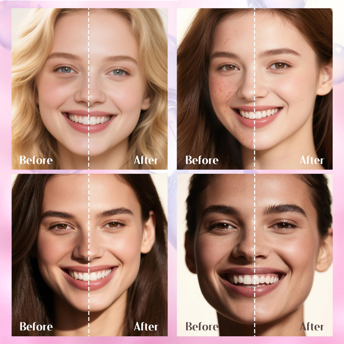 MIXAROLA before and after results on cheek area, illustrates refined texture