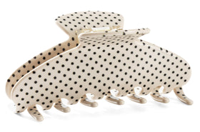 Mixcbe front view white polka dot clip shows stylish finish and secure hold