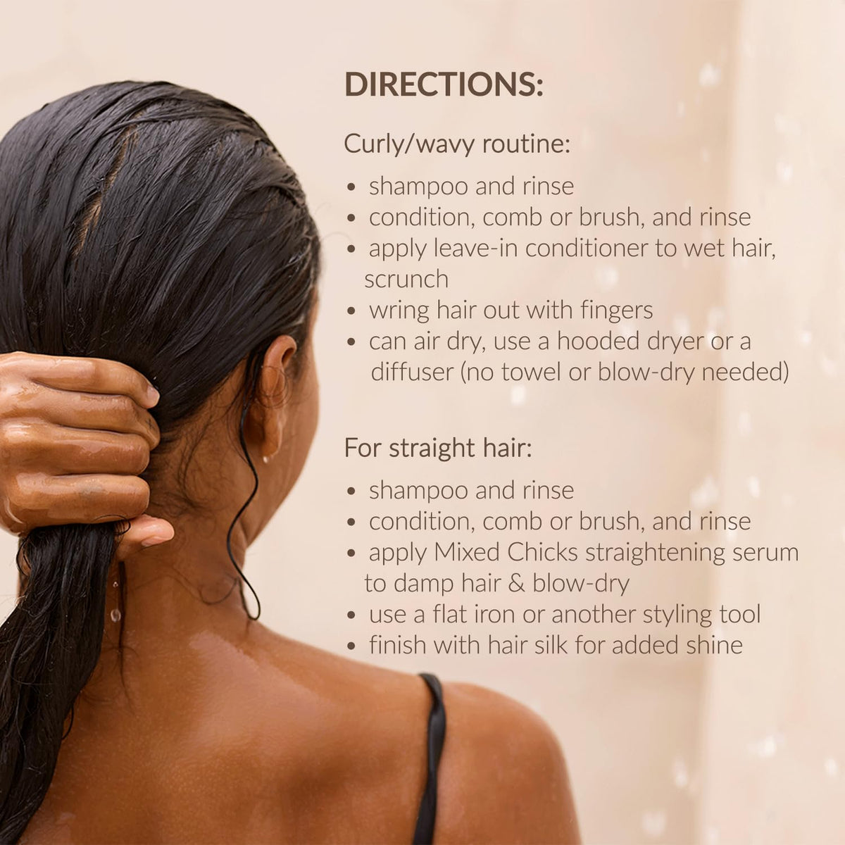 Mixed Chicks product staged in bathroom suggesting everyday hair care routine benefits