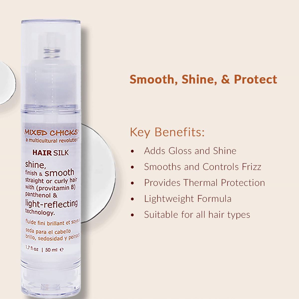 Mixed Chicks texture on hand demonstrating lightweight shine benefit