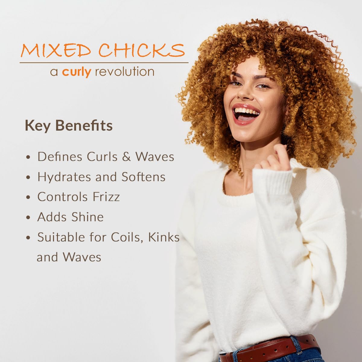 Mixed Chicks ingredients oils arrangement highlighting natural oils for shine
