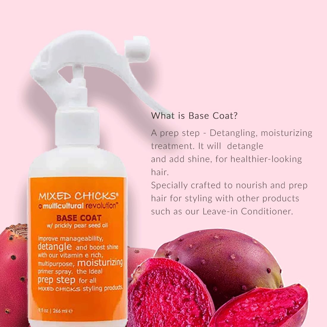 Prickly pear and Brazil nut oil close-up with Mixed Chicks highlighting natural shine