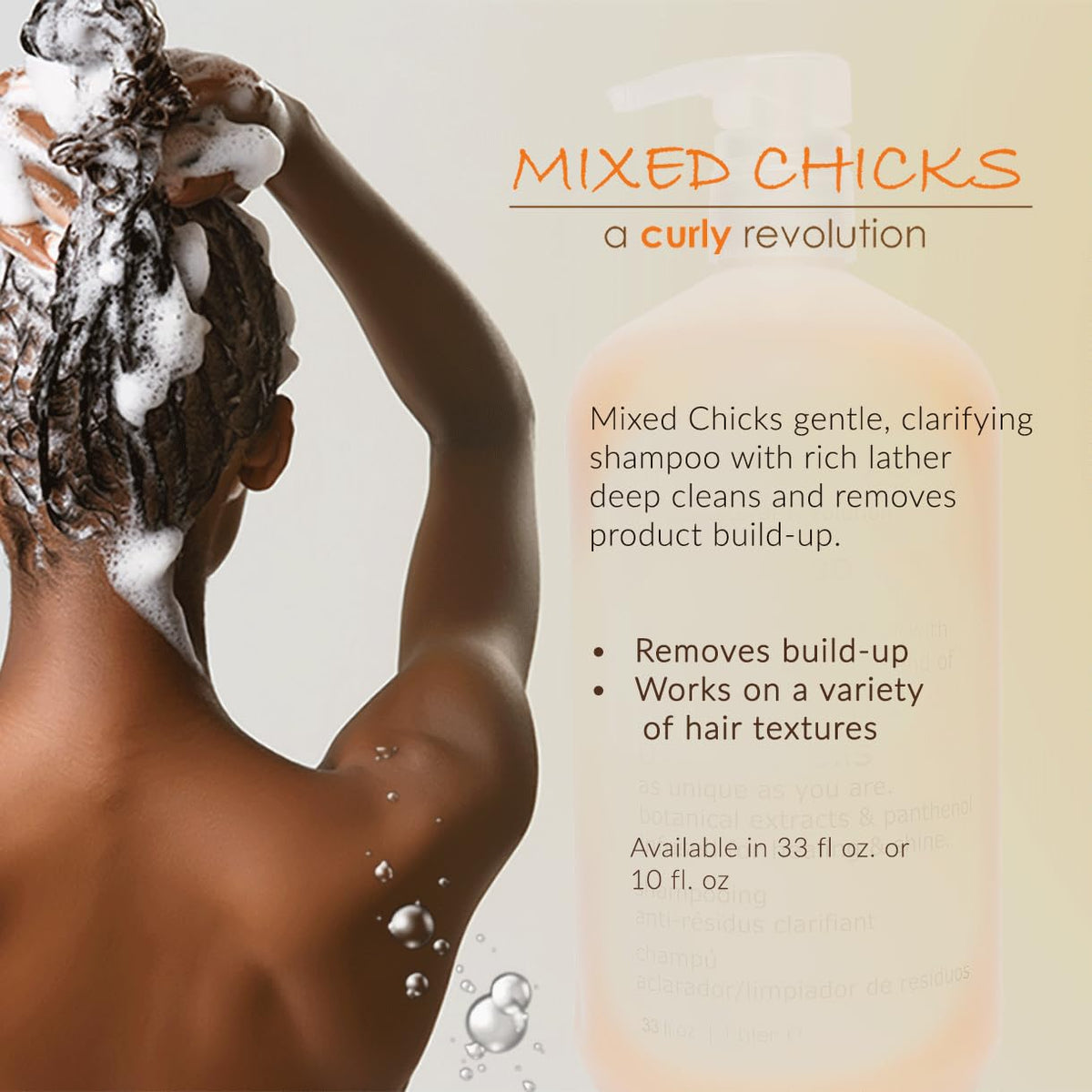 Mixed Chicks pump dispensing shampoo, convenient application and mess-free control