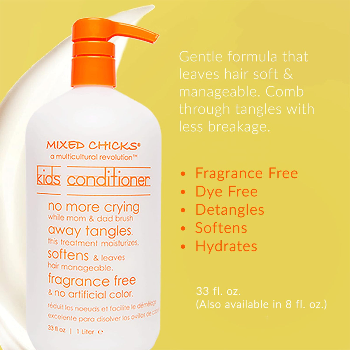 Mixed Chicks conditioner texture closeup showing creamy consistency and nourishing slip