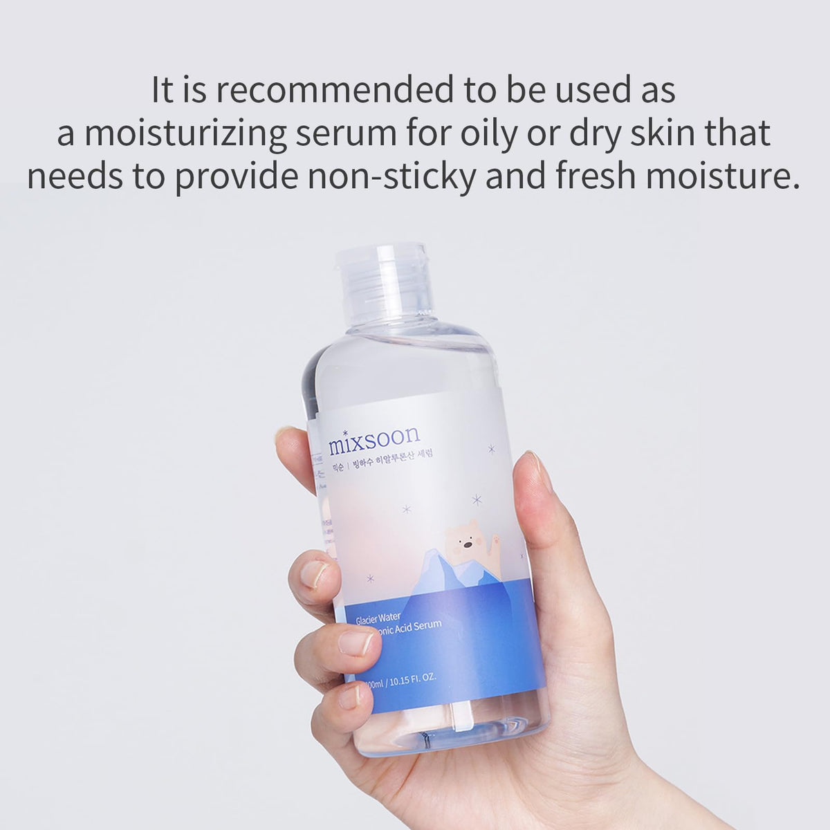 mixsoon serum being patted into skin for quick-absorbing moisture