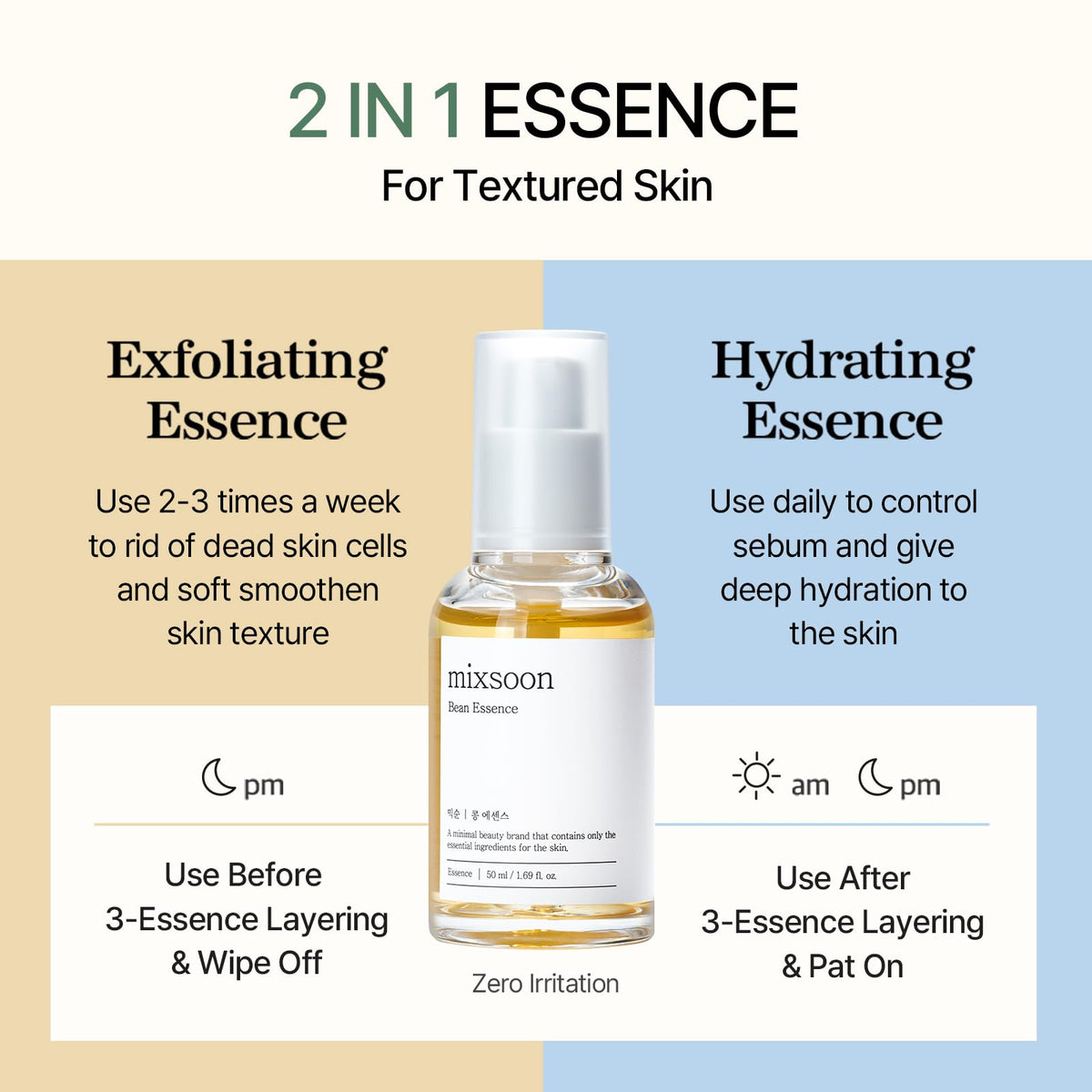 mixsoon applying essence with circular massage demonstrating gentle exfoliation benefit