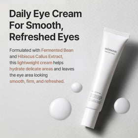 mixsoon Bean Eye Cream open cap with dispensed drop showing controlled dosing benefit