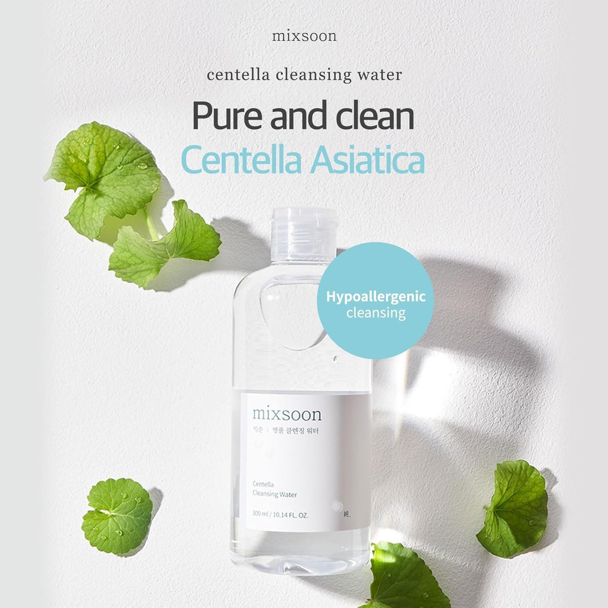 mixsoon pouring cleansing water to show lightweight texture and clarity