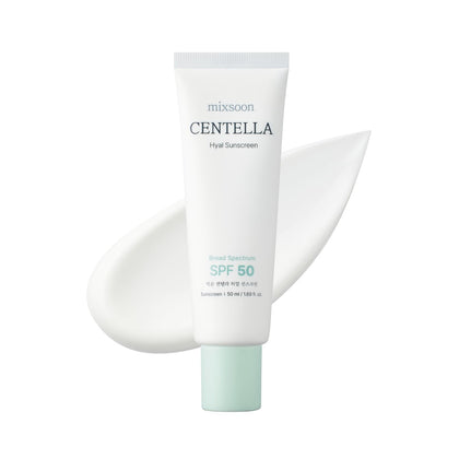 mixsoon sunscreen front packaging showing SPF50 protection and gentle hydration benefit