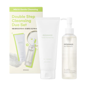 mixsoon front packaging showing the two-step cleansing set and clear labeling for routine
