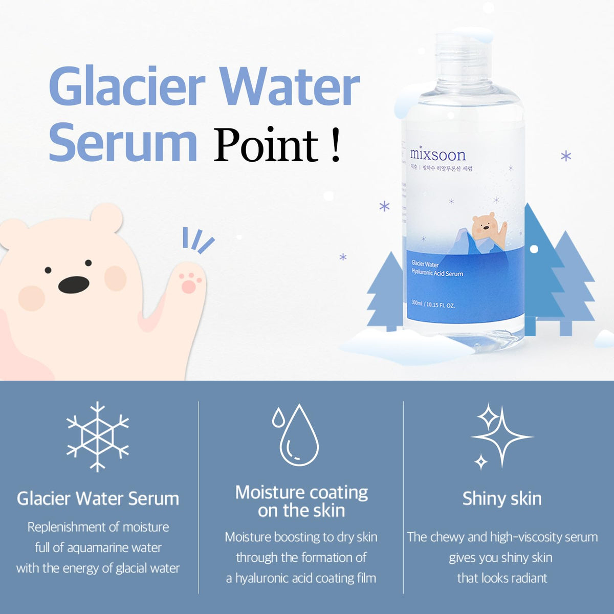 mixsoon glacier water ingredient close-up providing cooling hydration