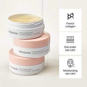 mixsoon open jar revealing stacked hydrogel eye patches and moist cooling gel