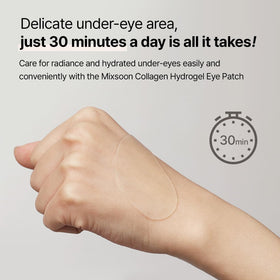 mixsoon patch applied under eye demonstrating comfortable, non-slip cooling fit