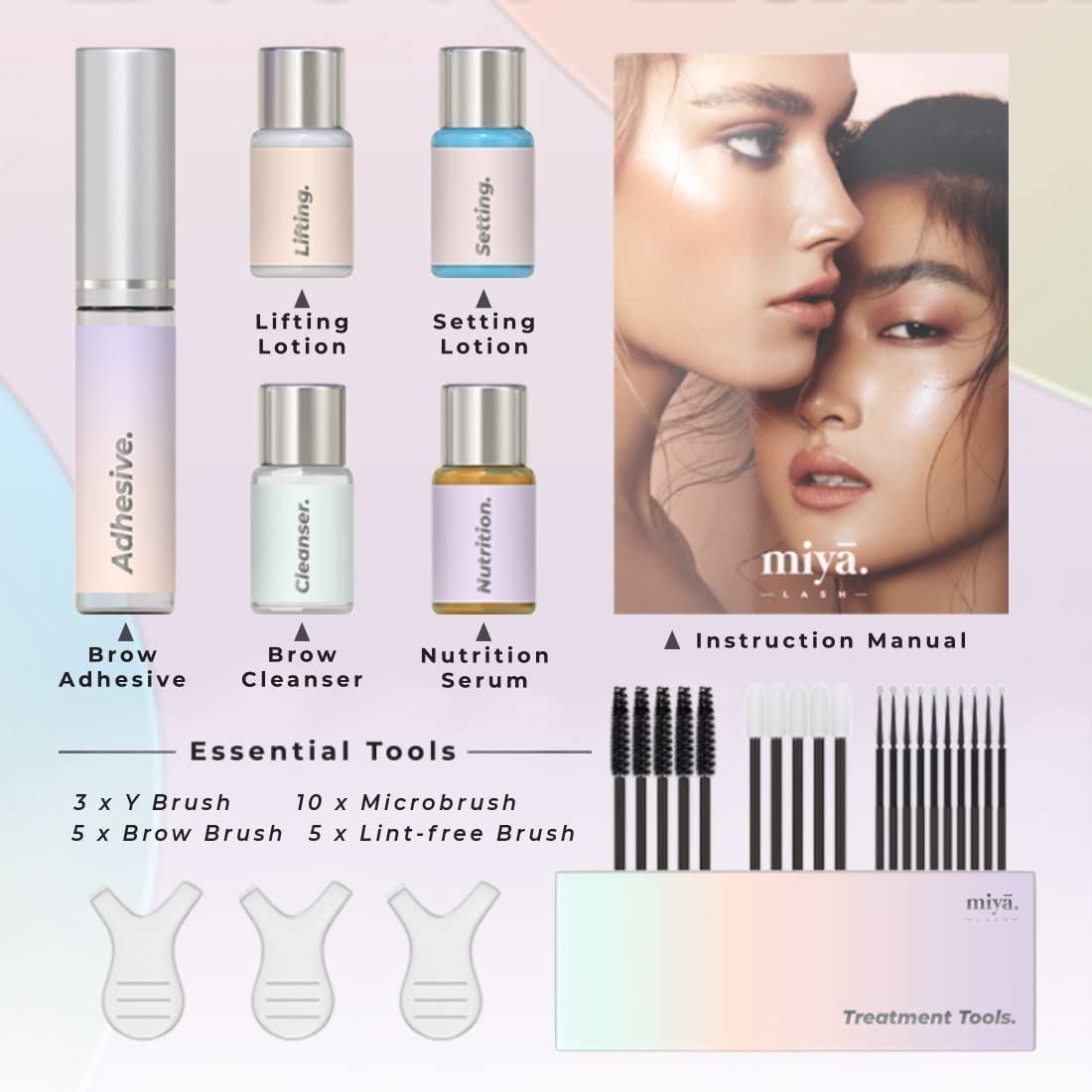 MIYA LASH application brushes and spoolies demonstrating precise control