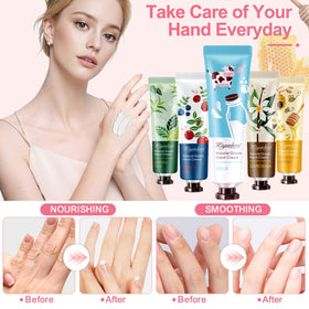 MIYUELENI hand cream being applied showing fast moisturizing benefit