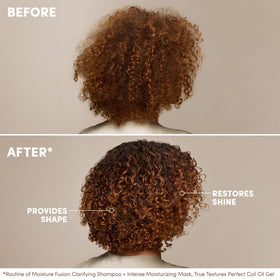 Mizani being raked through soaking-wet curls for defined, frizz-free styling