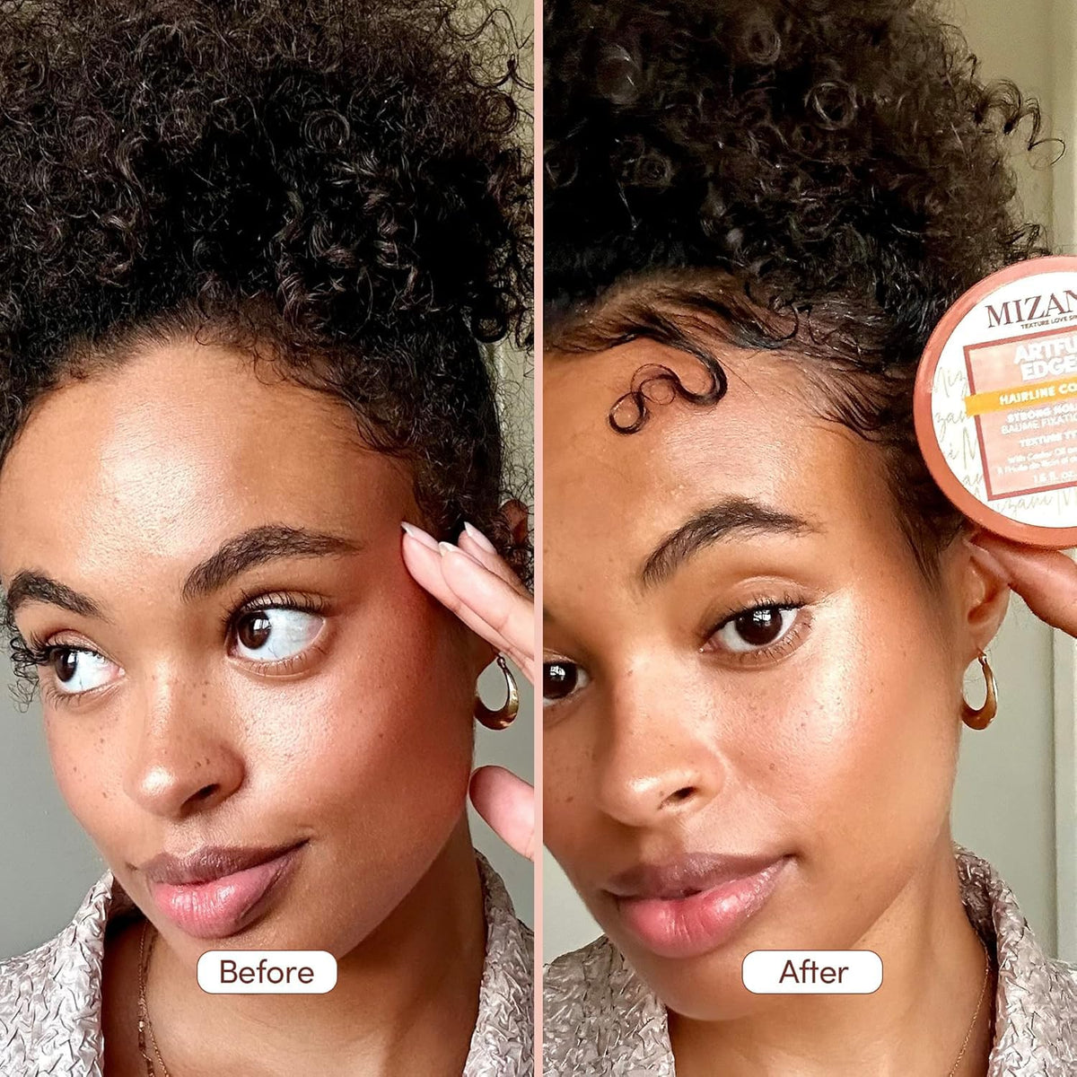 Mizani ingredient callout with shea butter and castor oil benefits