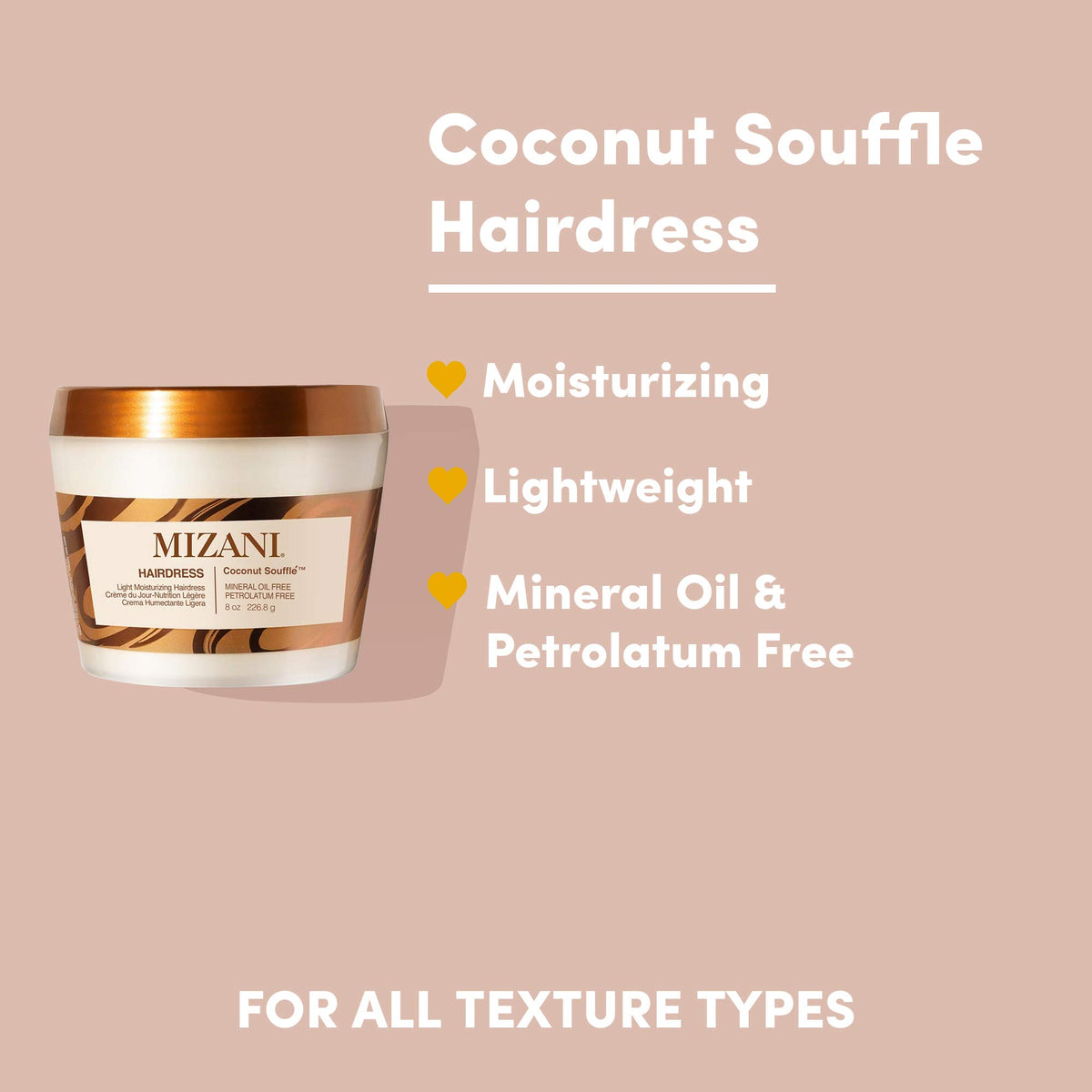 Mizani cream texture close-up displaying airy soufflé and lightweight absorbency
