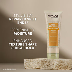 Mizani gel texture close-up highlighting lightweight consistency and shine