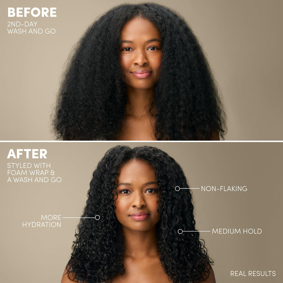 Mizani foam texture on palm illustrating lightweight mousse and easy distribution