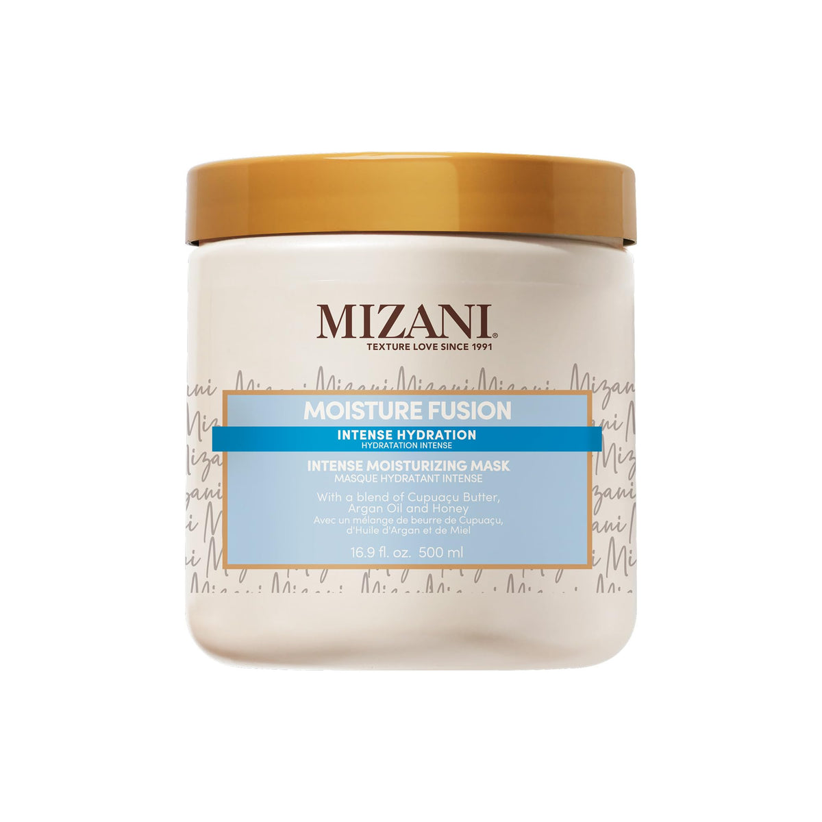 Mizani front packaging showing mask and brand for salon hydration
