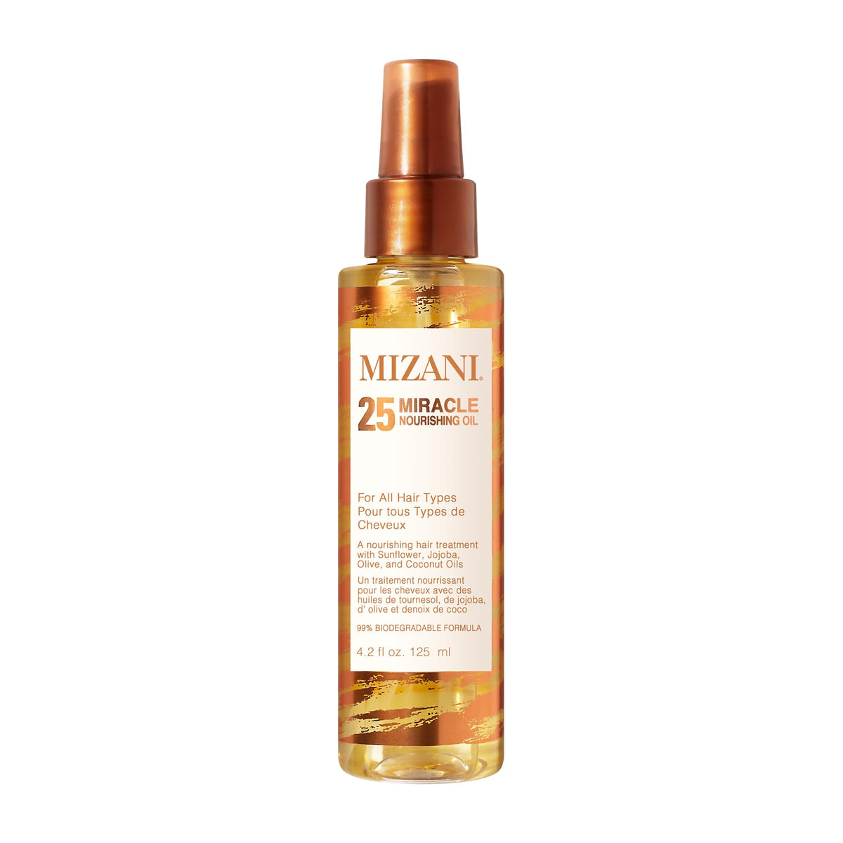 Mizani front packaging showing bottle and label for quick product ID and benefits
