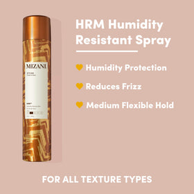 Mizani mist on textured hair highlighting smooth frizz control